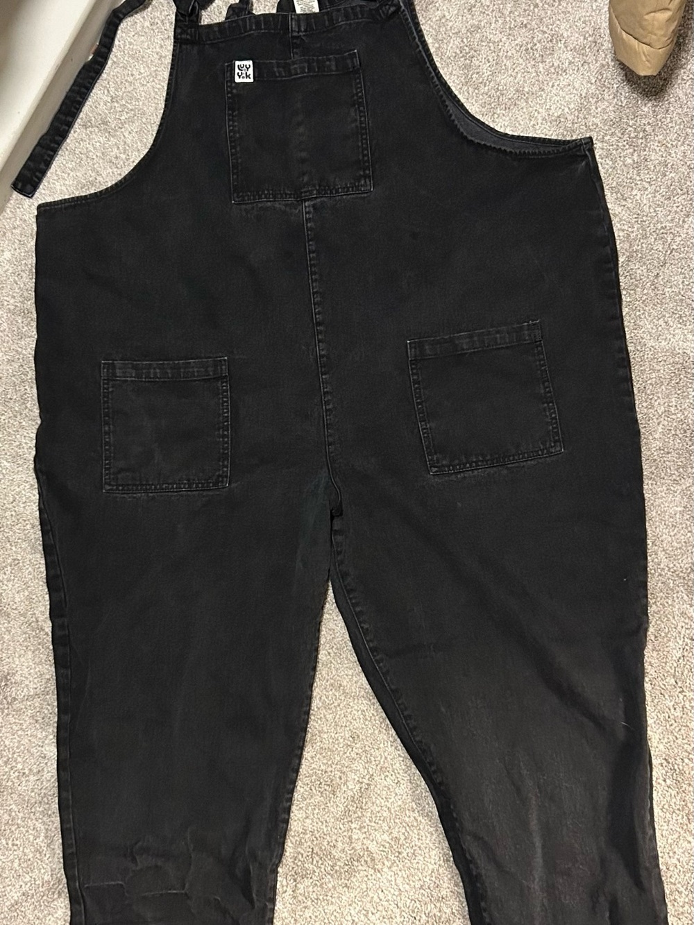 Lucy & Yak Denim Dungarees in Washed Black